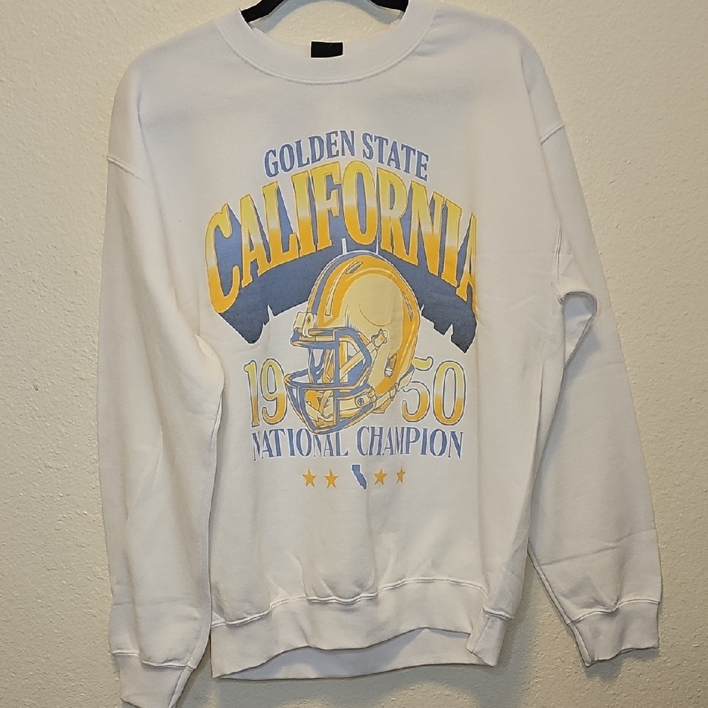 Modern Lux Golden State Champion White Crewneck Sweater